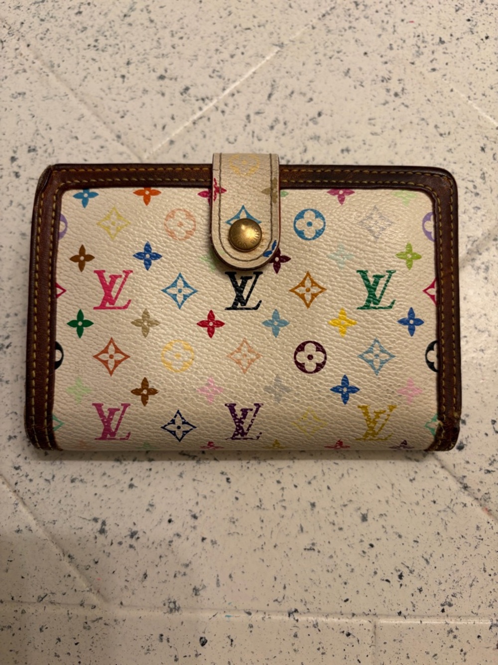 Louis Vuitton White Murakami French Kisslock Wallet TH0016